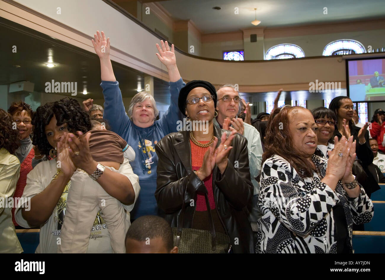 Detroit Residents Call on Mayor Kwame Kilpatrick to Resign Stock Photo