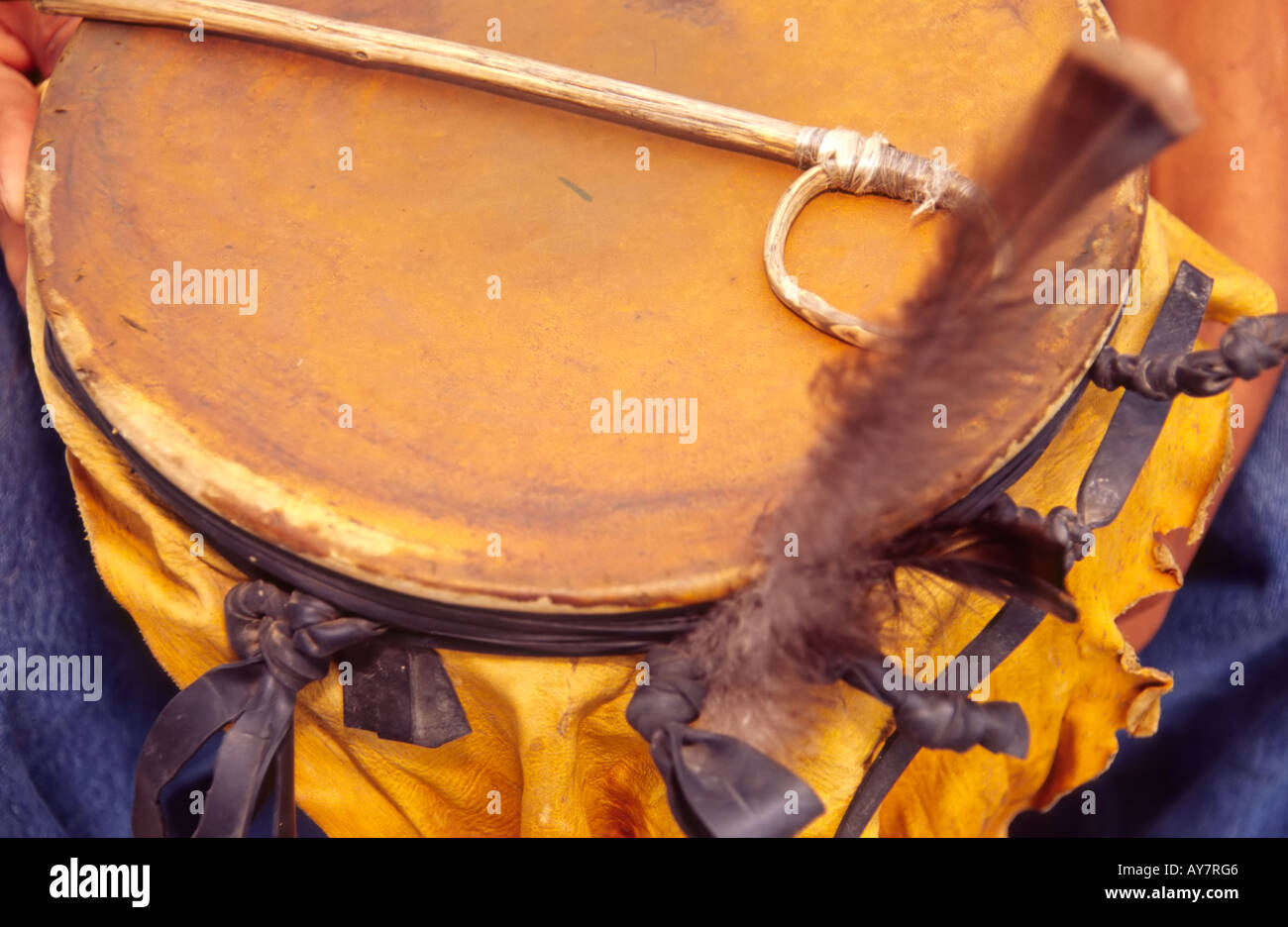 Closeup of a traditional NativeAmerican Apache Indian drum on the