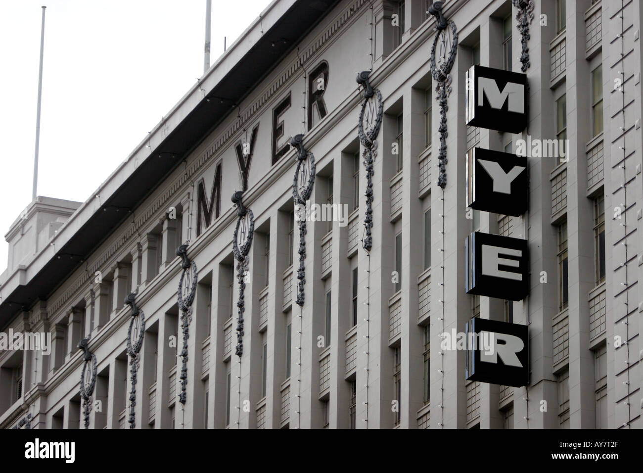 Myer department store sign city centre Melbourne Victoria Australia