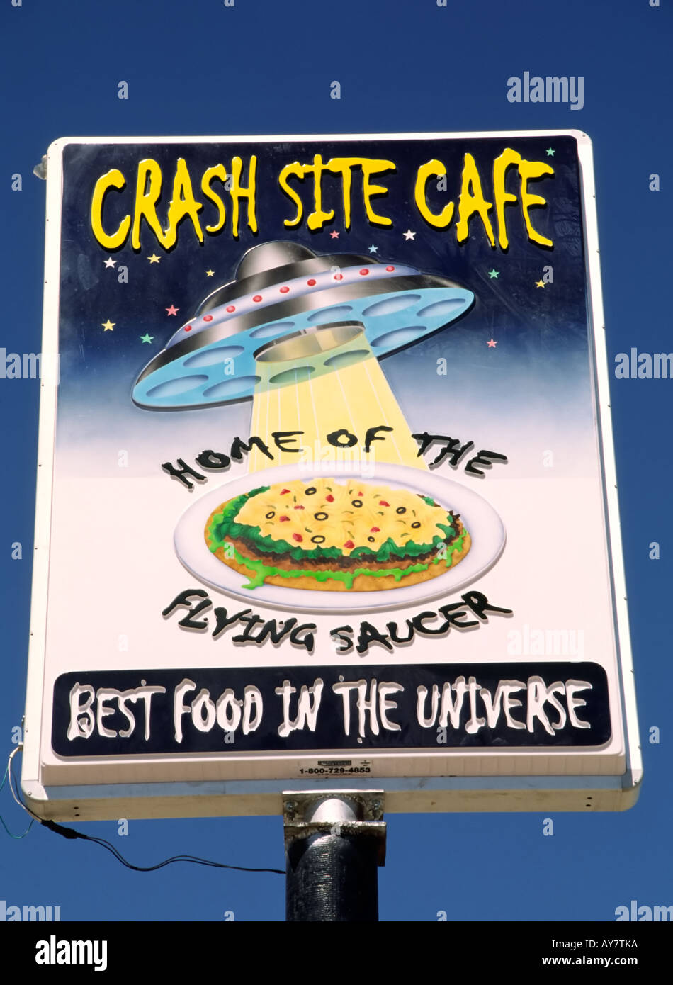 The Crash Site Cafe serves up unusual intergalactic food fare in Roswell, New Mexico. Stock Photo