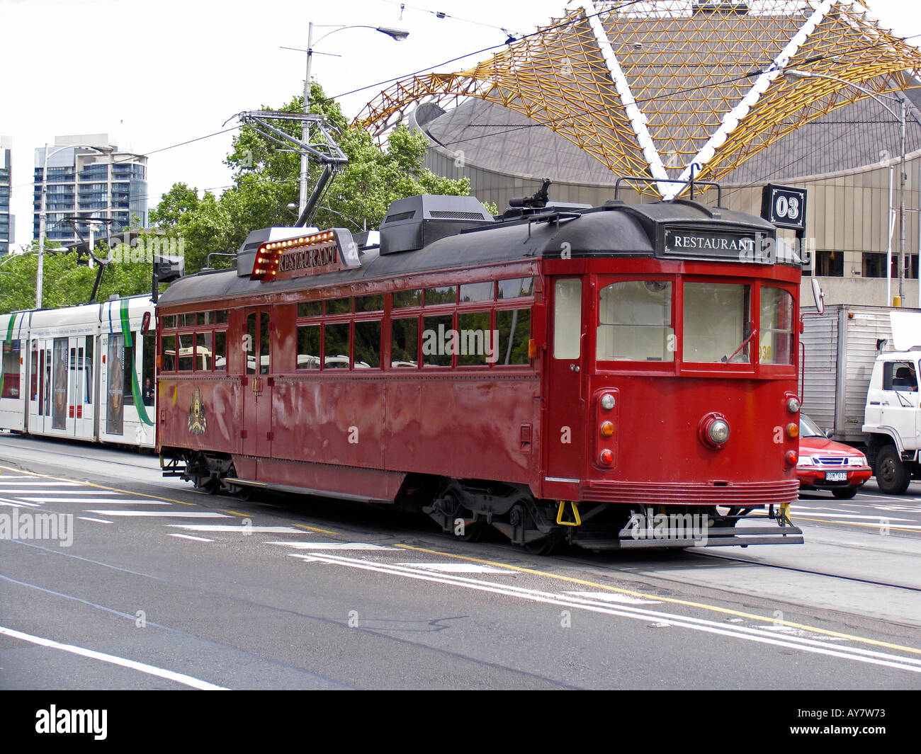 Restaurant tram Melbourne Victoria Australia Stock Photo
