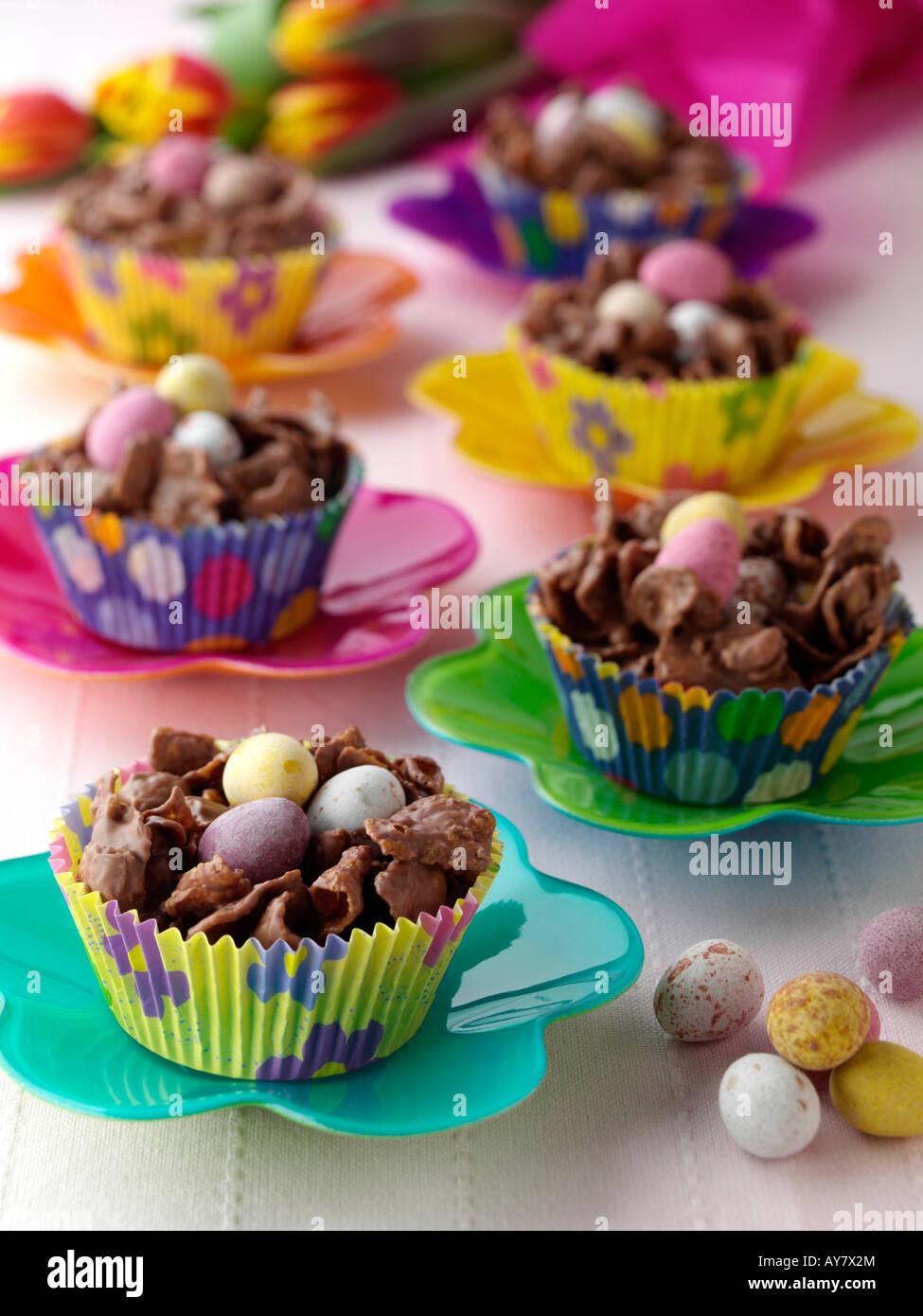 Chocolate Easter nests sweets editorial food Stock Photo