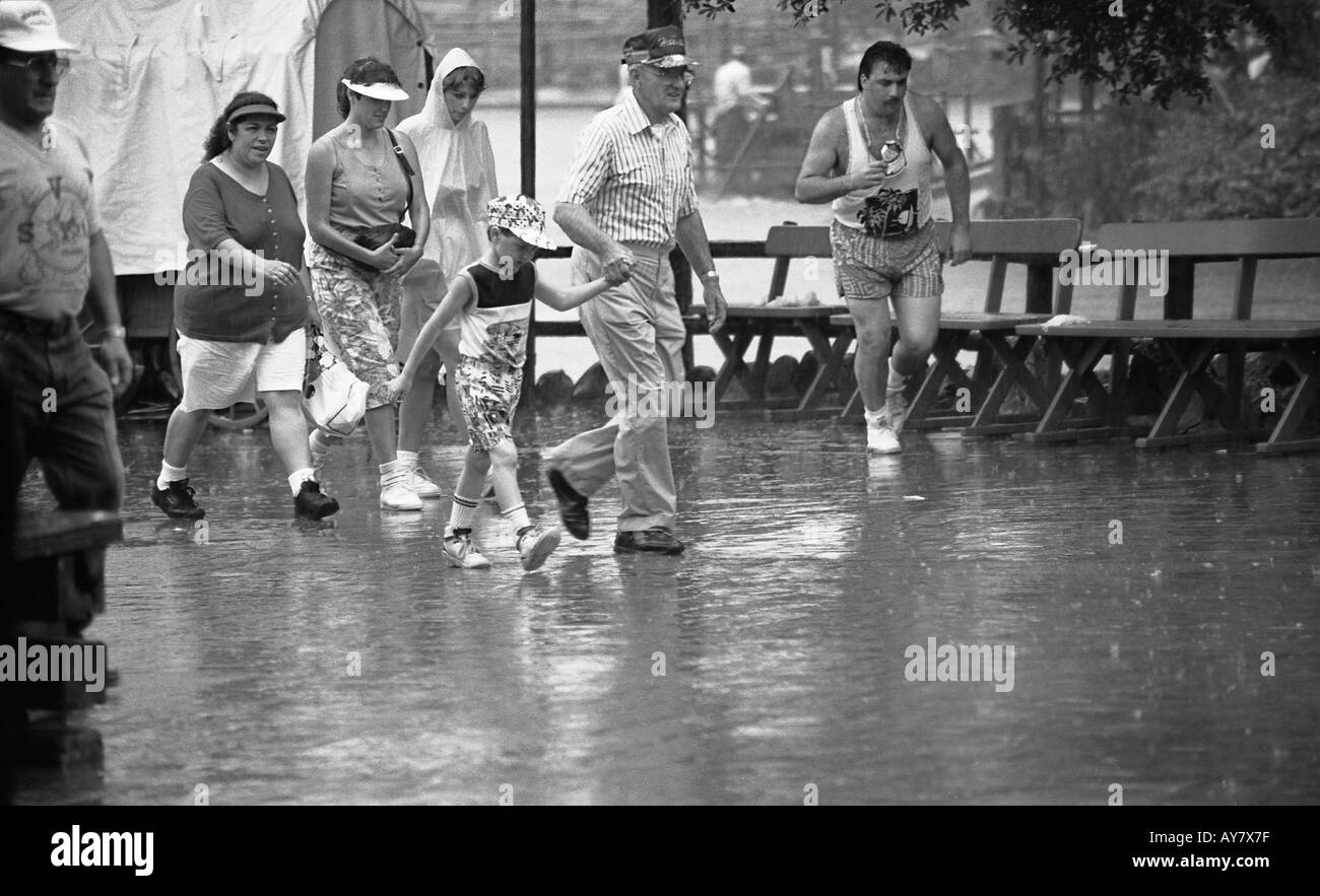 Very heavy rain shower at the Magic Kingdom , Disney Florida Stock