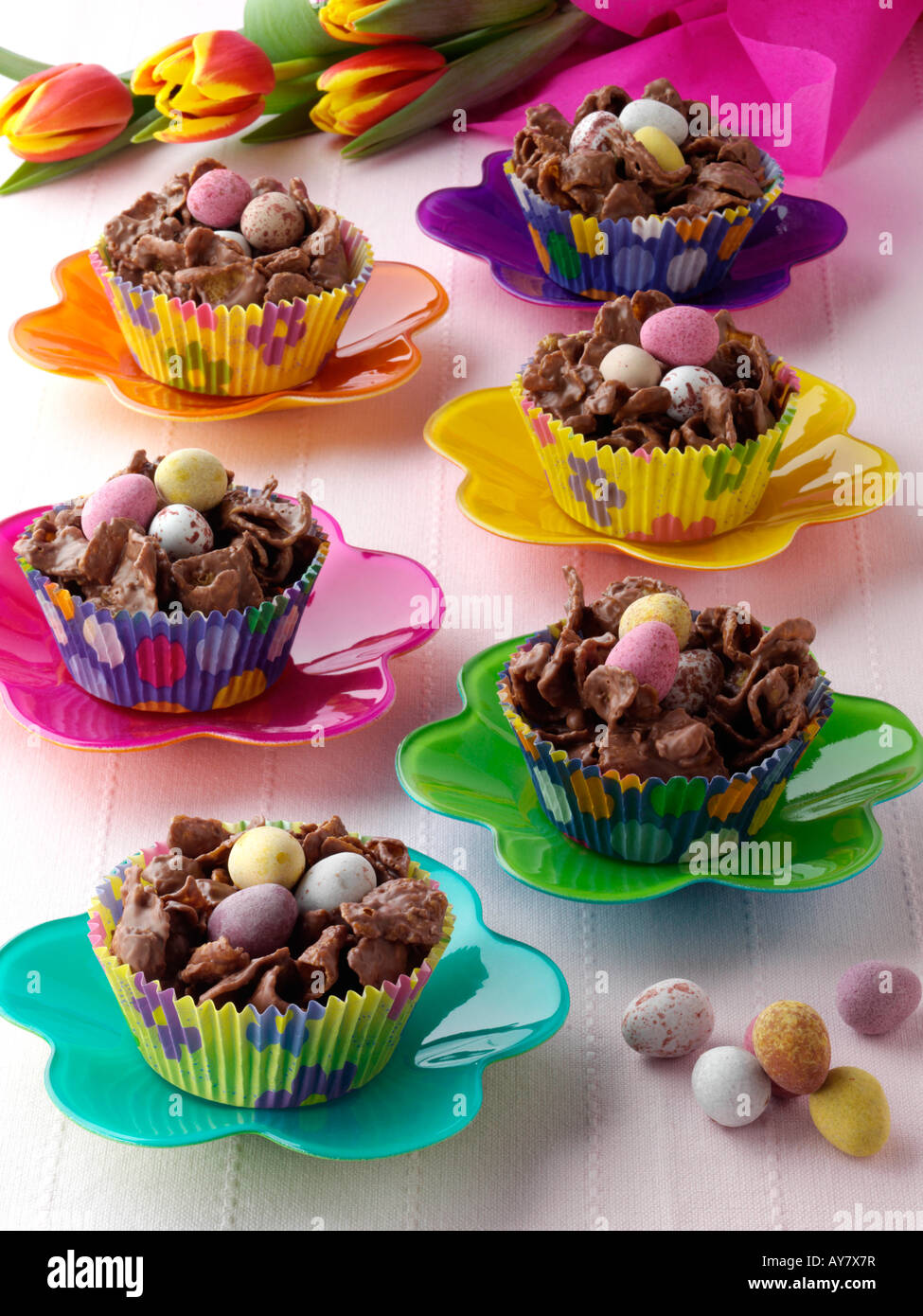 Chocolate Easter nests sweets editorial food Stock Photo