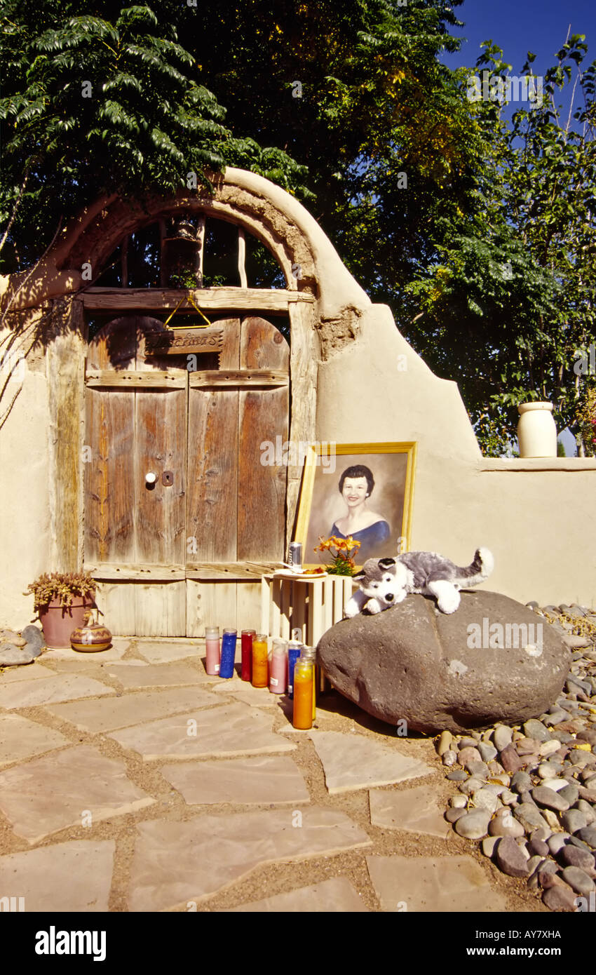 An altar built for "Dia de Los Muertos", The Day of the Dead celebration in Old Mesilla, New  Mexico. Stock Photo
