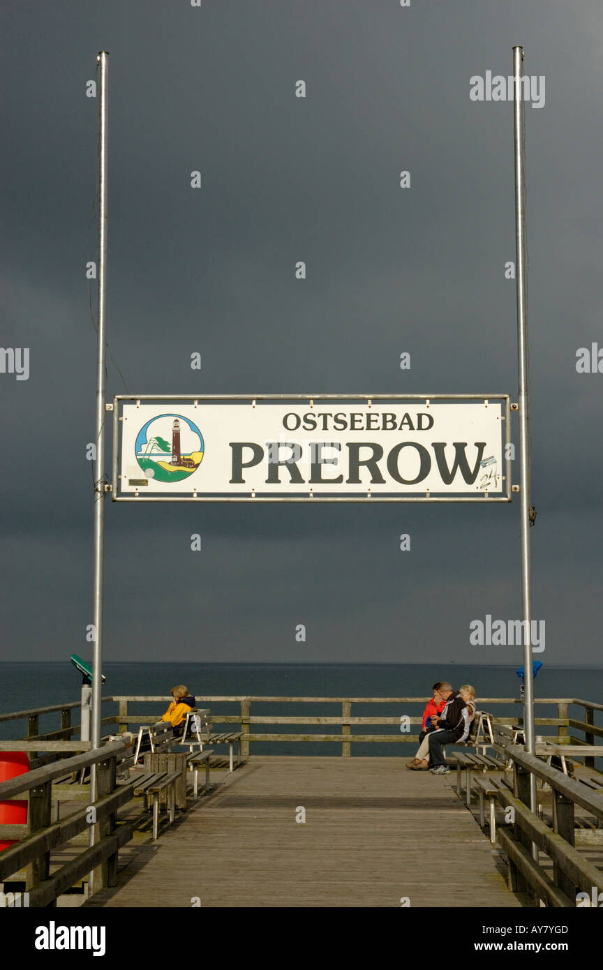 Pier in Ostseebad Prerow on the Baltic coast, Mecklenburg Western Pomerania, Germany. Stock Photo
