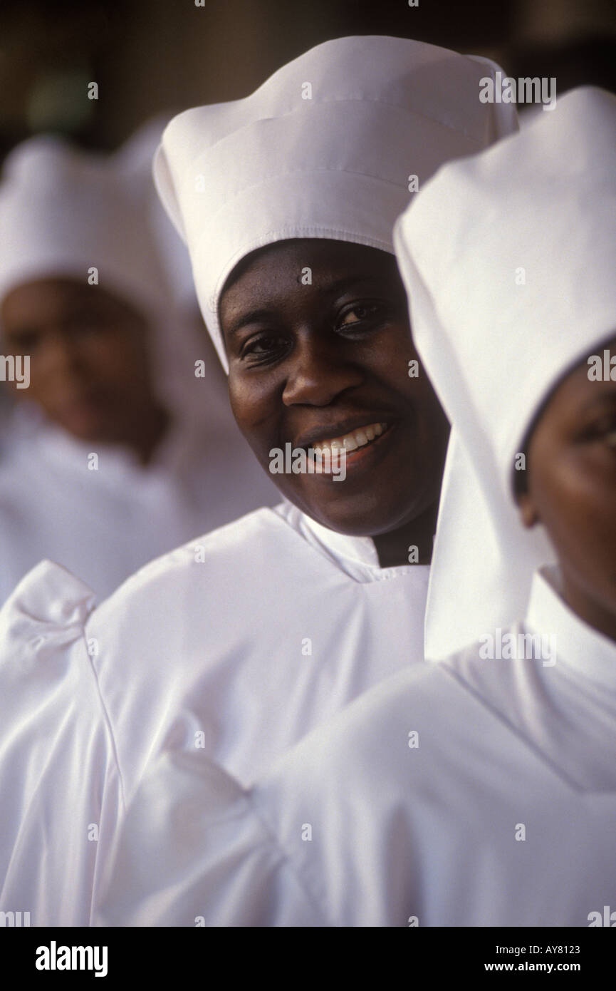 Brotherhood of the Cross and Star. Members of the Central Choir line up to sing and perform spiritual dance. Covent Garden London 1990s UK HOMER SYKES Stock Photo