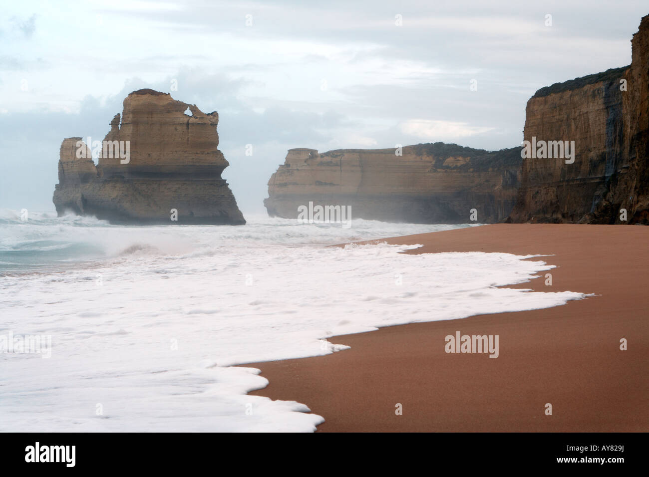 The Twelve Apostles on the Great Ocean Road on a stormy winter day, Victoria, Australia Stock Photo