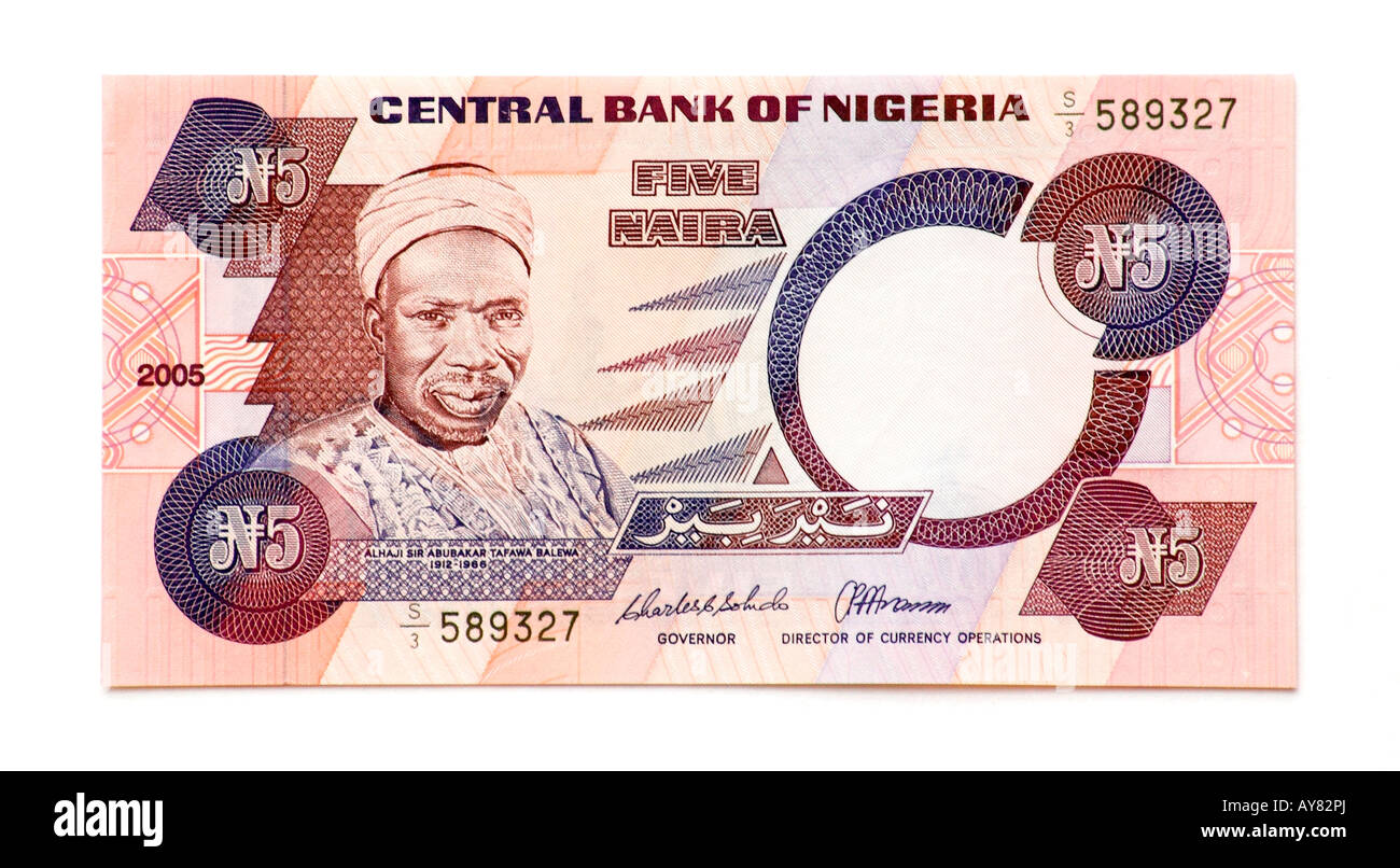 Nigeria 5 Naira bank note Stock Photo