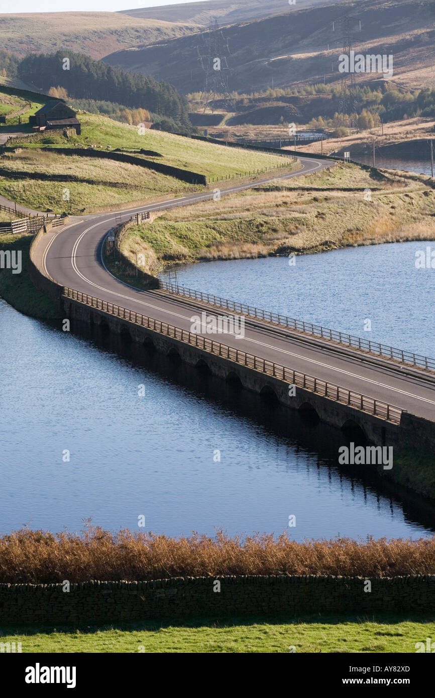 Derbyshire Woodhead Peak District National Park A628 road bridge over ...