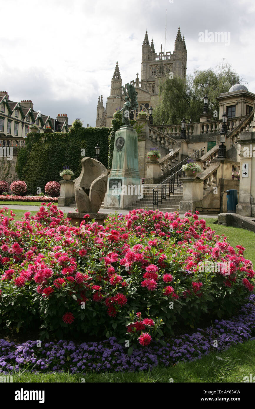 City of Bath, England. Floral displays in Bath’s Parade Gardens with ...