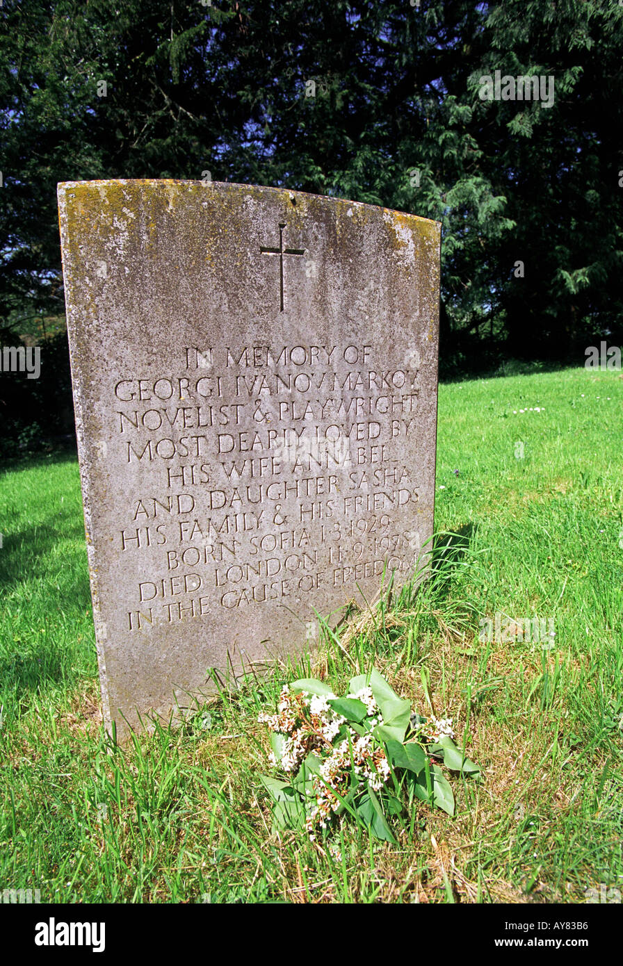 The grave of Georgi Markov in St Candida and the Holy Cross Church cemetery in Whitchurch Canonicorum in Dorset Britain UK Stock Photo