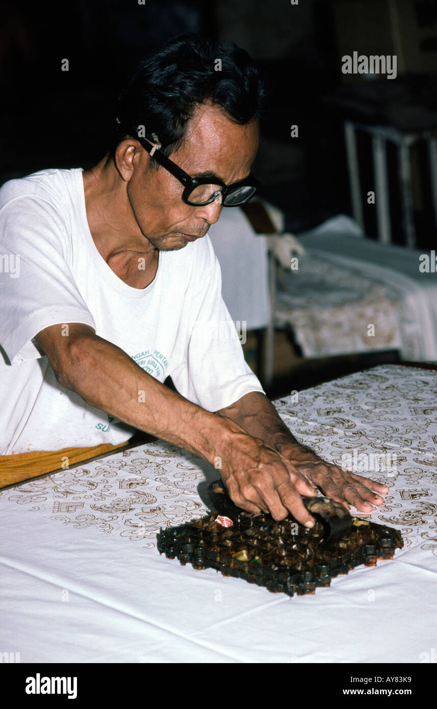 Indonesia Java Surakarta crafts Batik Keris Factory batik cap block