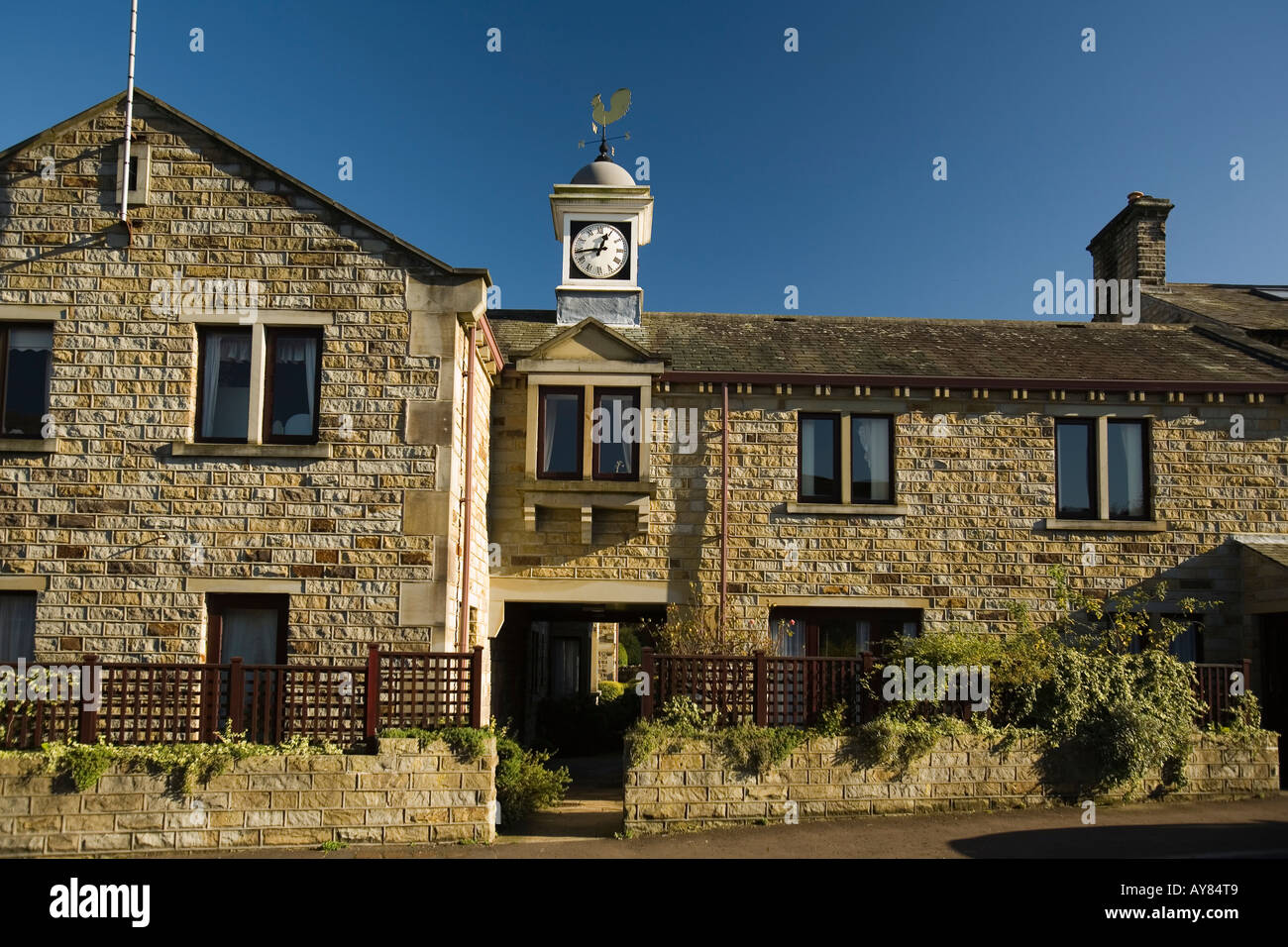 UK Yorkshire Holmfirth New Mill Newly developed stone built property on
