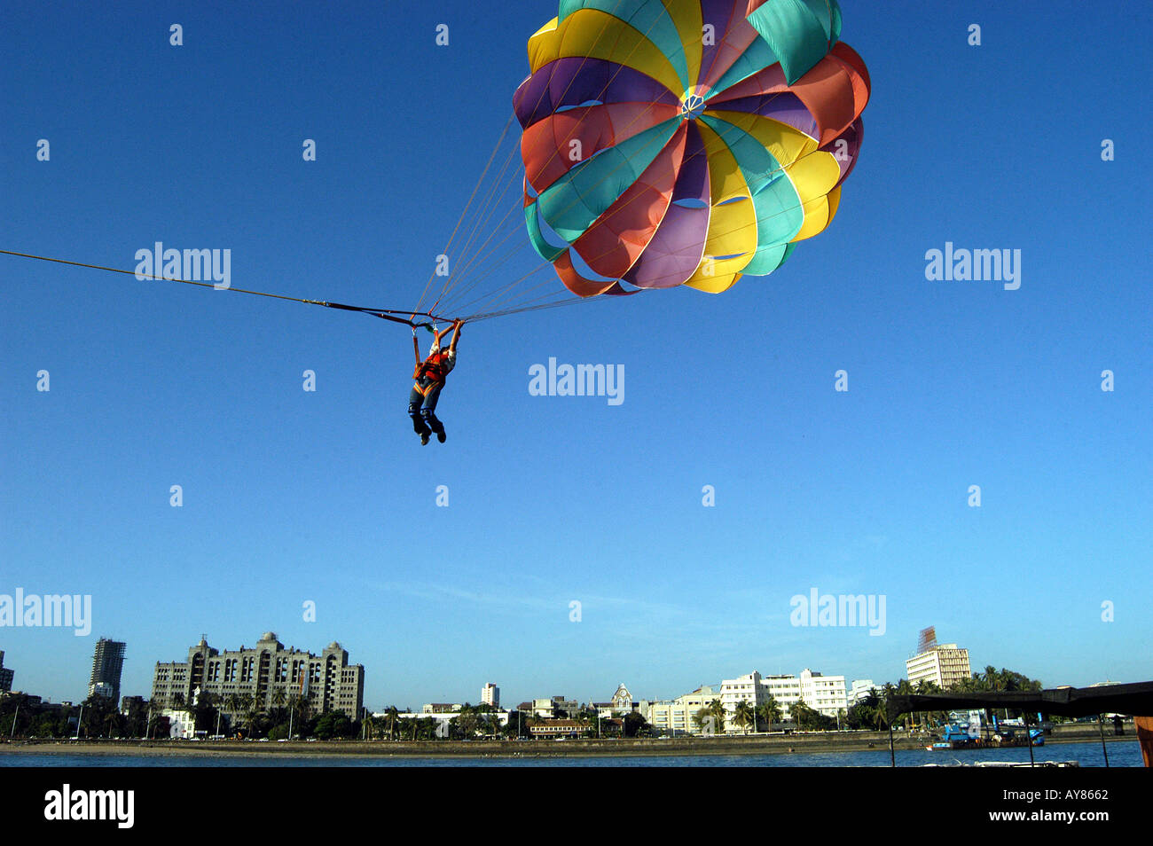 PARA SAILING OFF MUMBAI COAST MUMBAI MAHARASHTRA INDIA Stock Photo Alamy