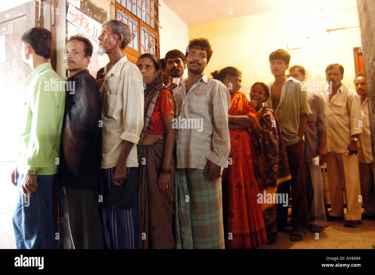Line to cast vote in Indian elections Stock Photo