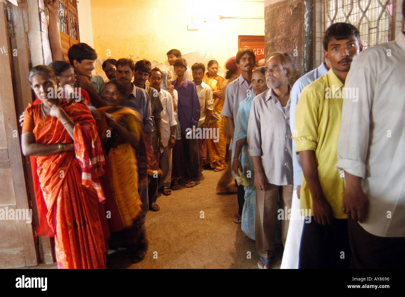 Line for voting in Indian elections Stock Photo