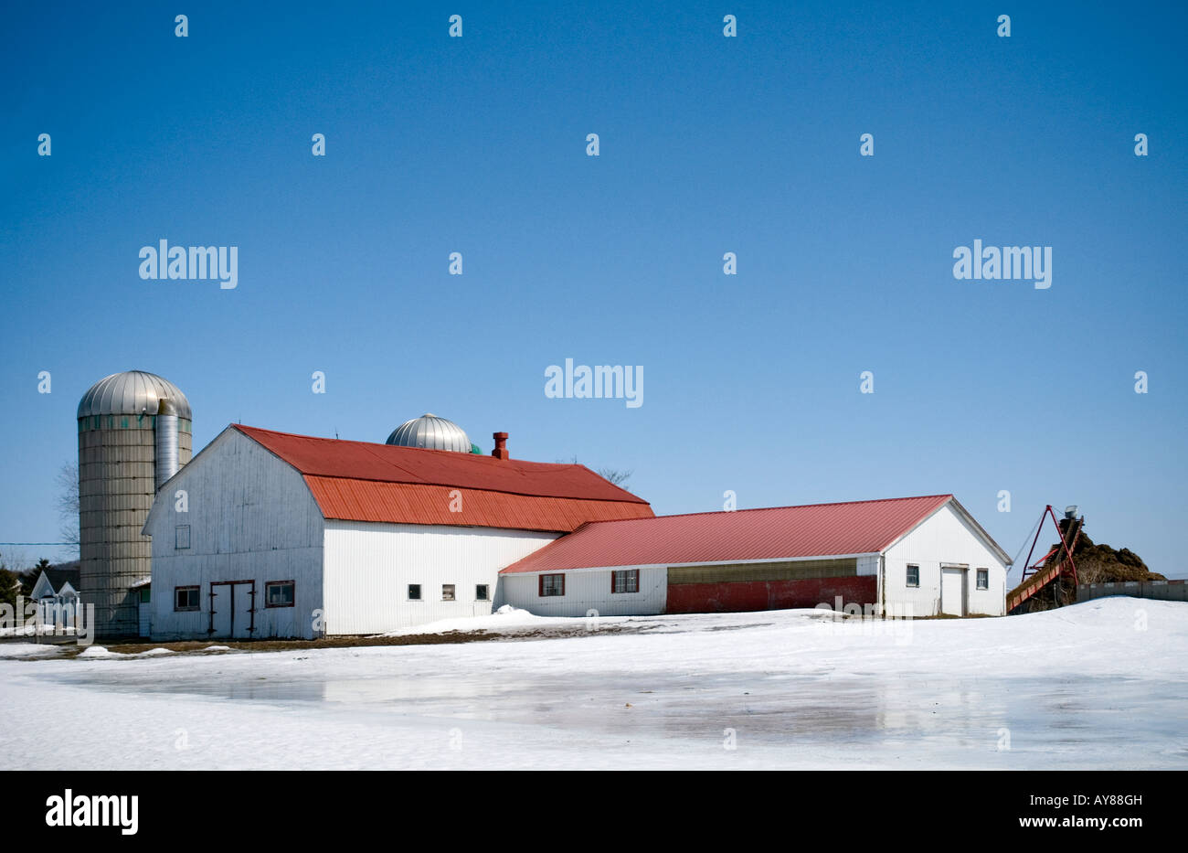 A farmstead on April 2 2008 in Rougemont, Quebec, Canada. Stock Photo