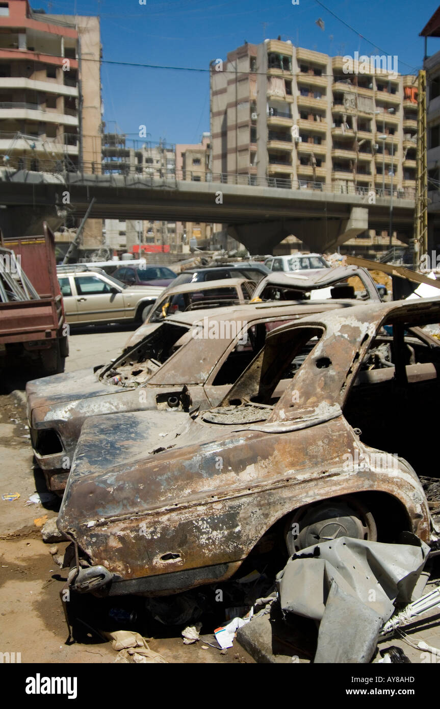 destructed hizbullah area in Beirut Lebanon Stock Photo