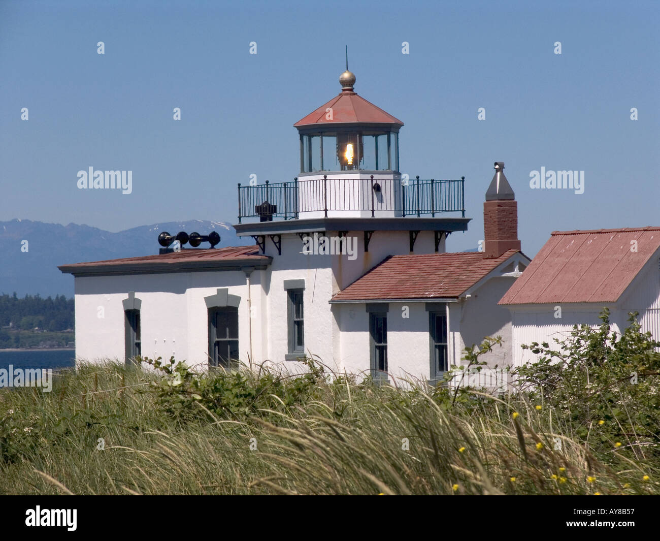 West Point Light House Discovery Park Seattle Washington Stock Photo