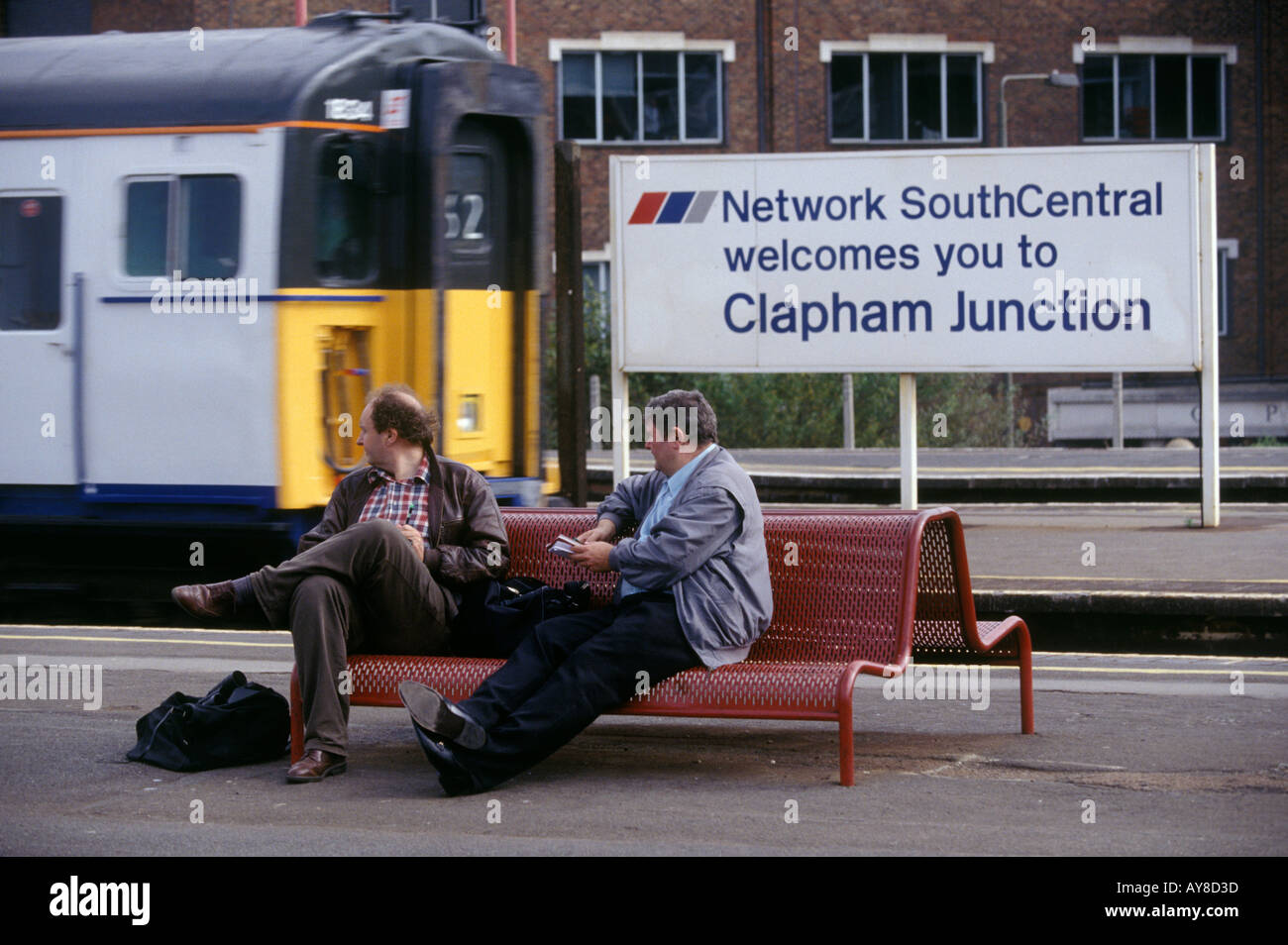 Trainspotters at Clapham Junction South London trainspotting Stock Photo