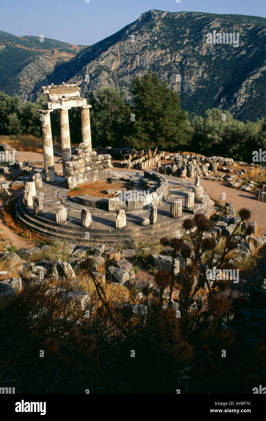 The Tholos Delphi Greece Stock Photo