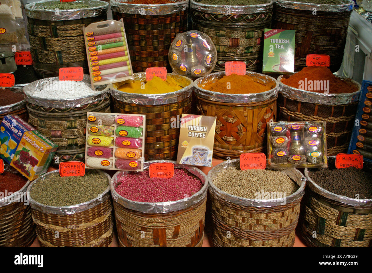 Spice shop in the Grand Bazaar MARMARIS Turkey Stock Photo - Alamy