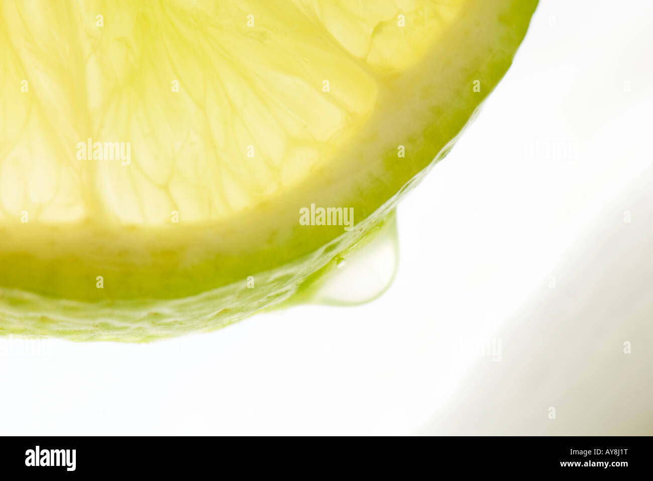 Juicy lemon slice, extreme close-up,  cropped Stock Photo