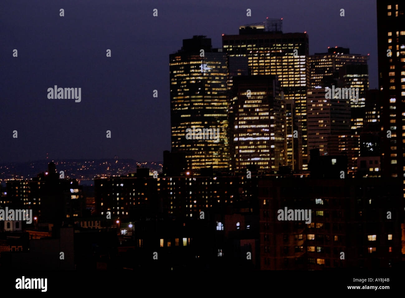 New york skyline night made hi-res stock photography and images - Alamy