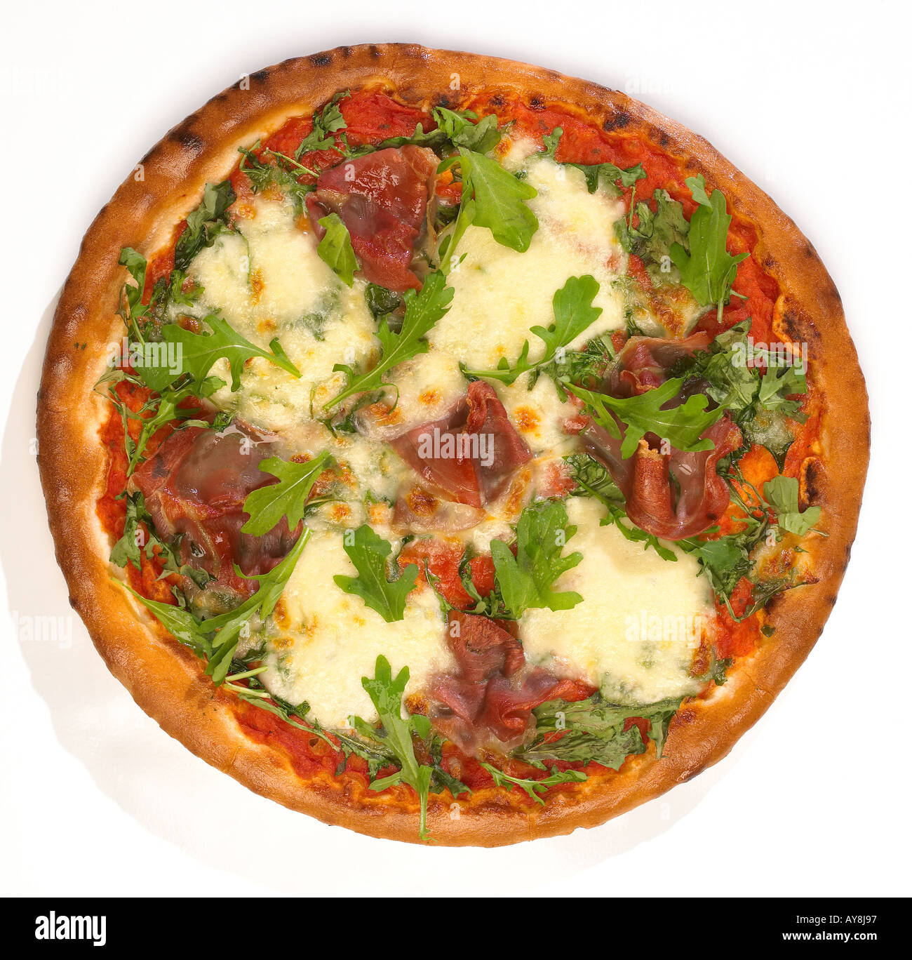 pancetta and rocket pizza Stock Photo Alamy