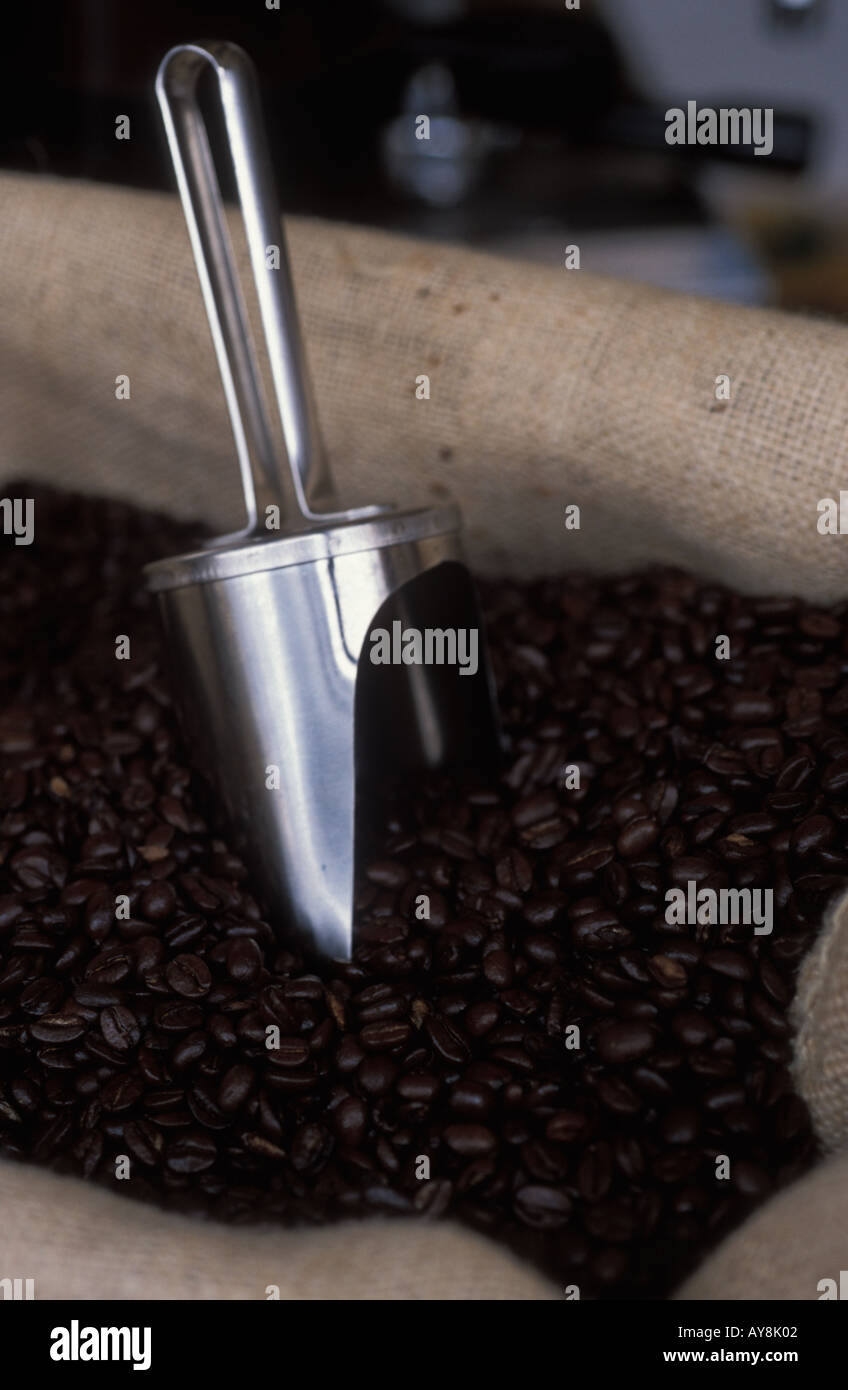 Coffee beans in a sack Stock Photo - Alamy