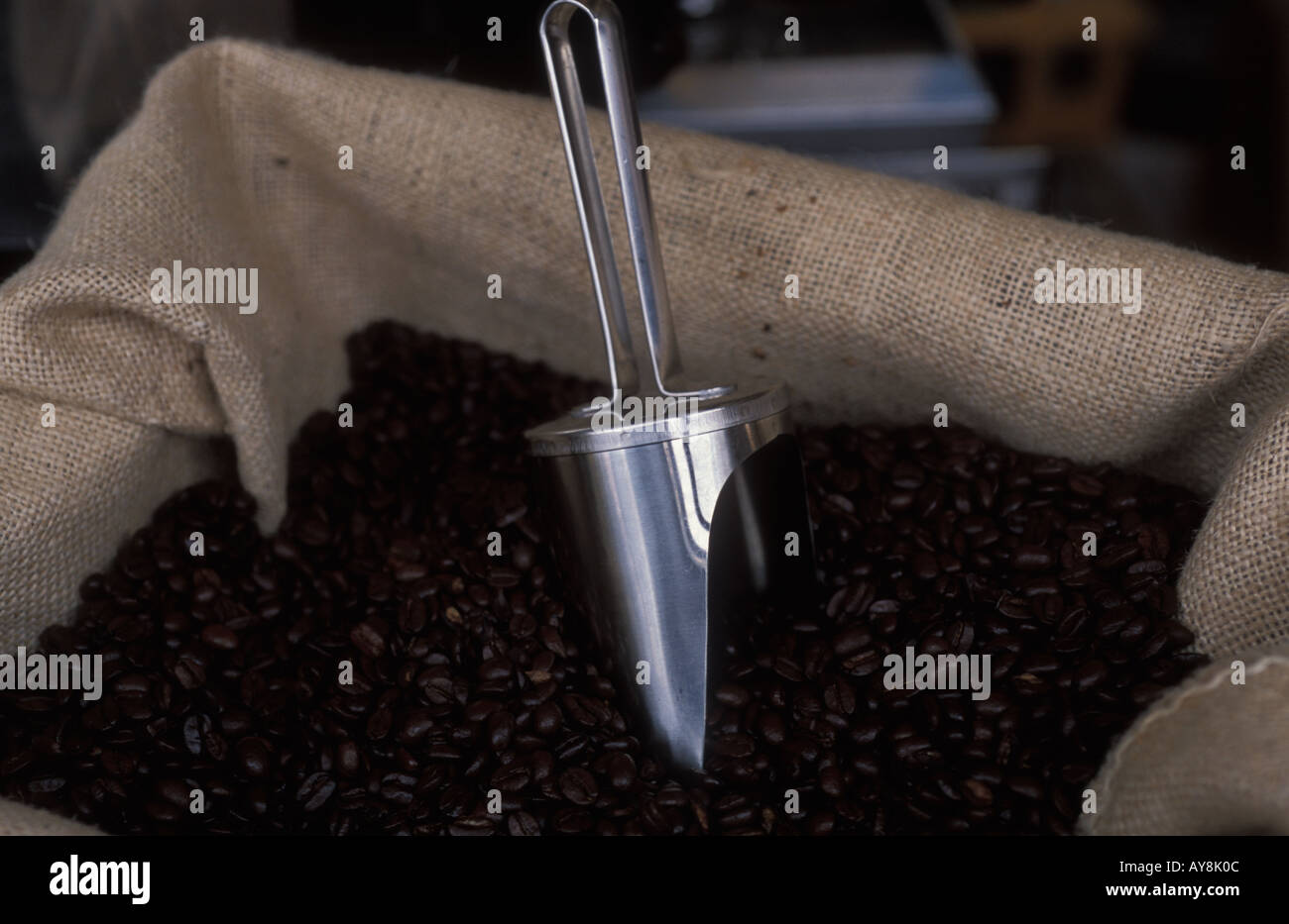Coffee beans in a sack Stock Photo - Alamy