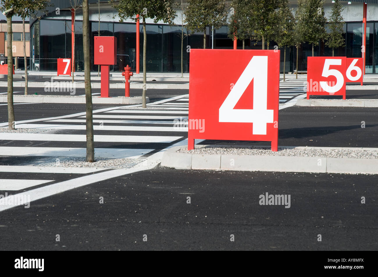 numbering in a car park Stock Photo