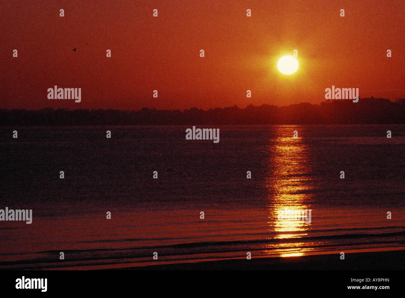 Sunset over water Stock Photo - Alamy