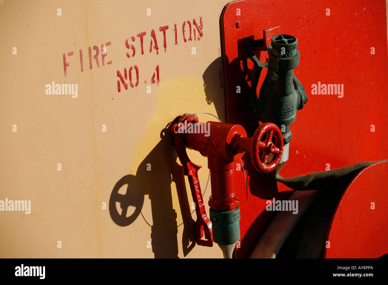 Fire hose outlet on metal structure of ship Stock Photo Alamy