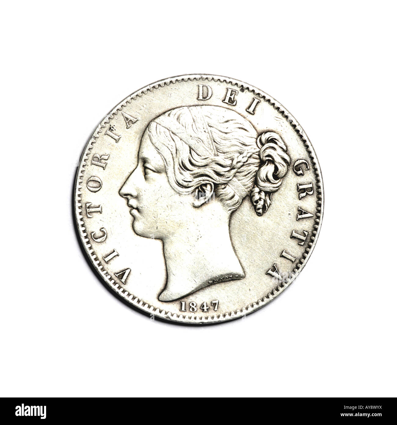 'VICTORIAN CROWN: YOUNG HEAD 1847 OBVERSE' Stock Photo