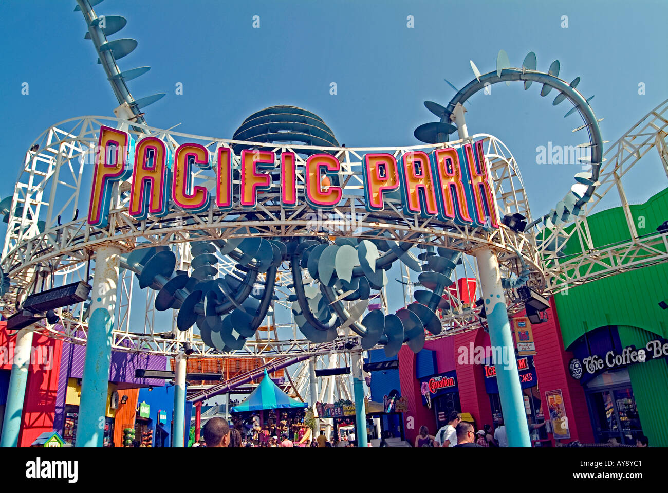 Entrance to Ocean Pacific park amusements on Santa Monica pier