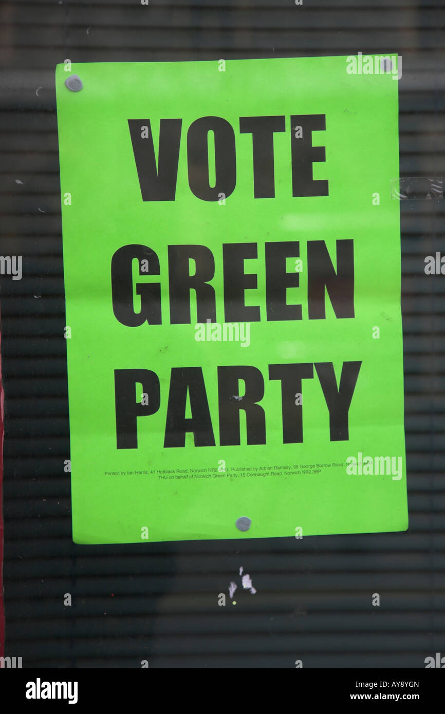 Vote Green Party poster Stock Photo Alamy