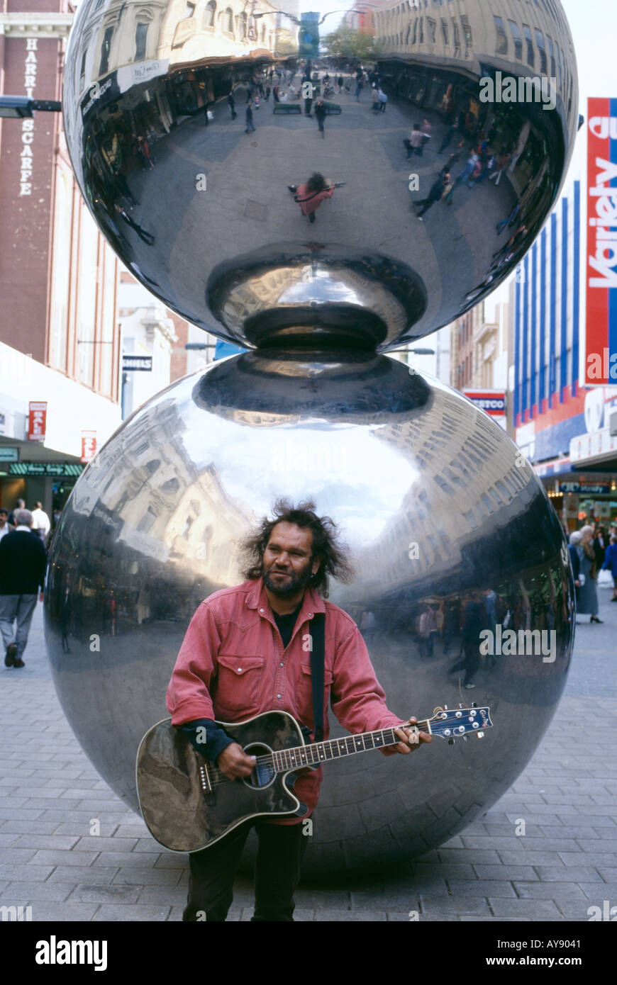 Busker on Rundle Street Adelaide South Australia Australia Stock Photo