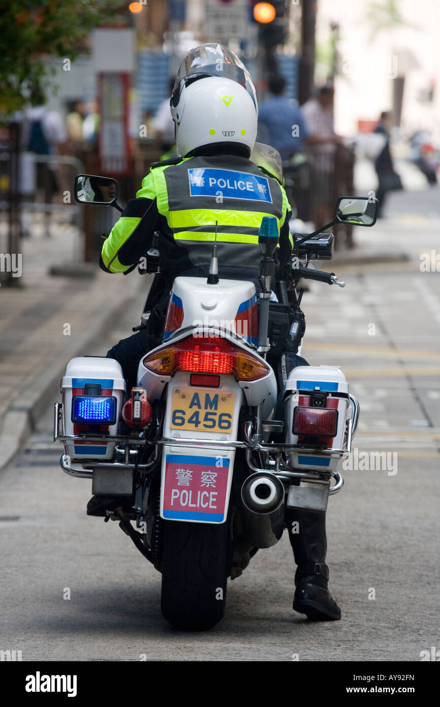 Police motorcyclist in Hong Kong Stock Photo Alamy