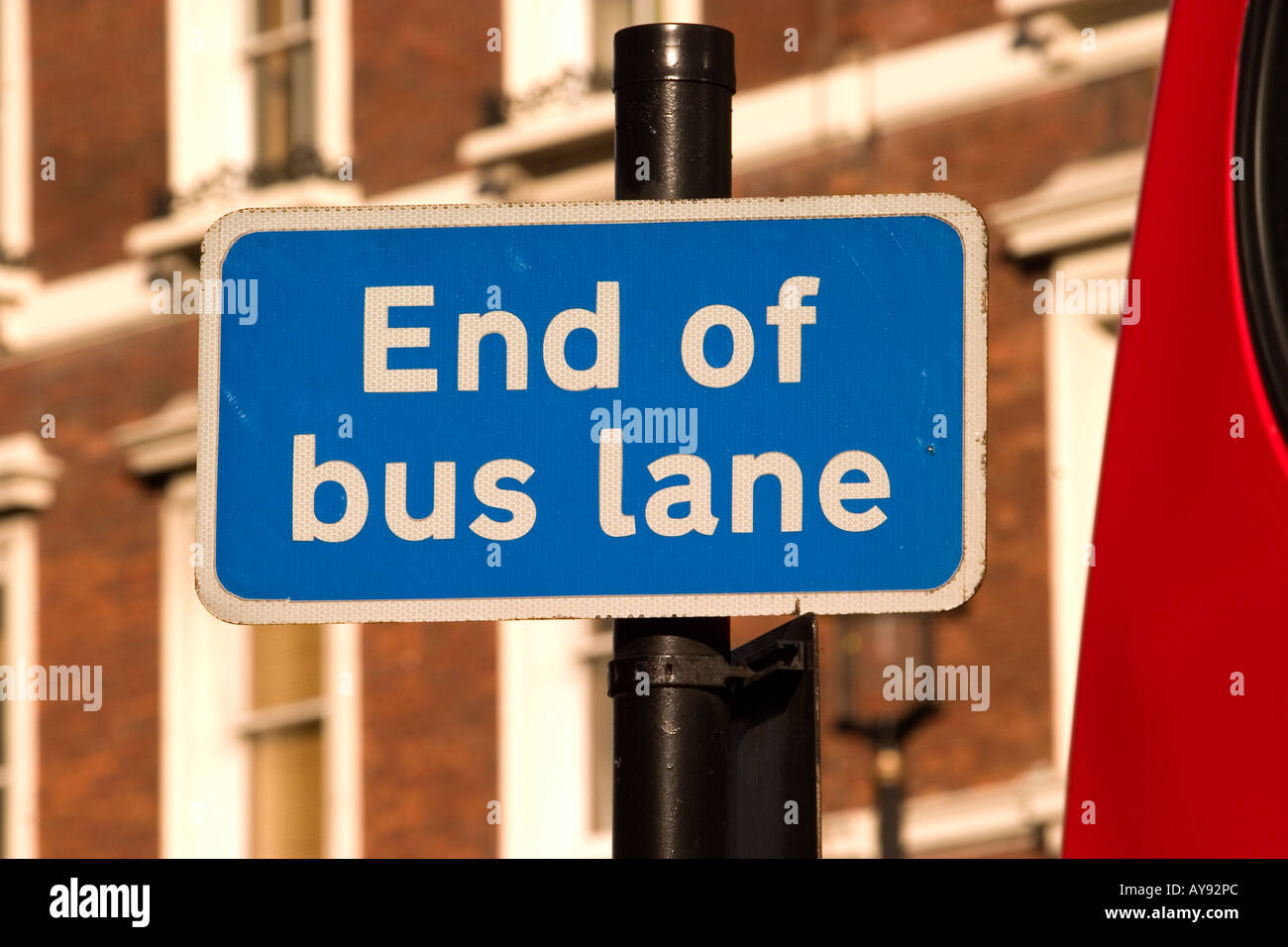 end of bus lane london england Stock Photo Alamy