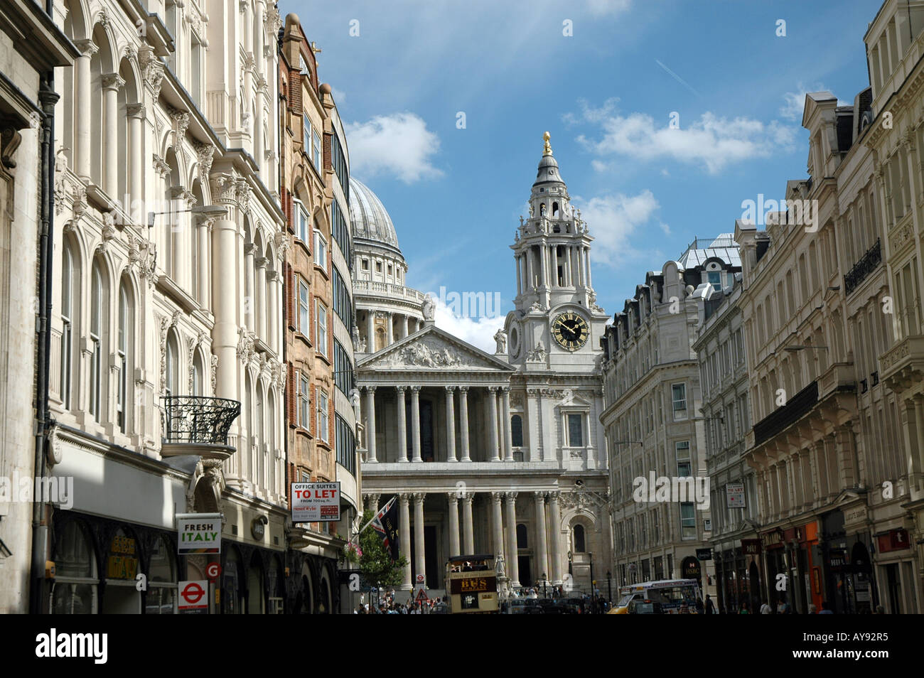 St Paul's Cathedral in London seen from Ludgate Hill Stock Photo