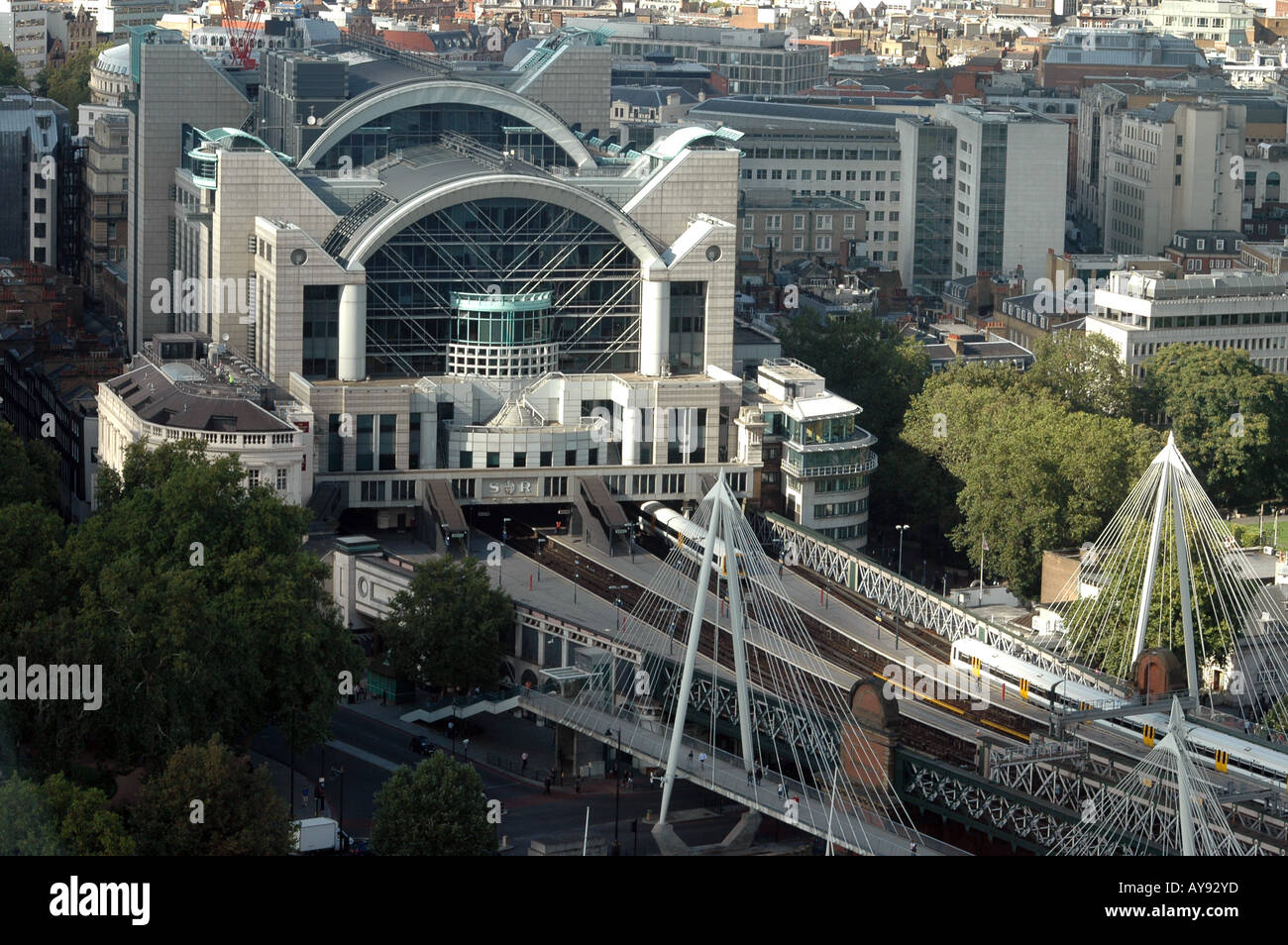Charing Cross railway station in London, view from London Eye Stock Photo Alamy