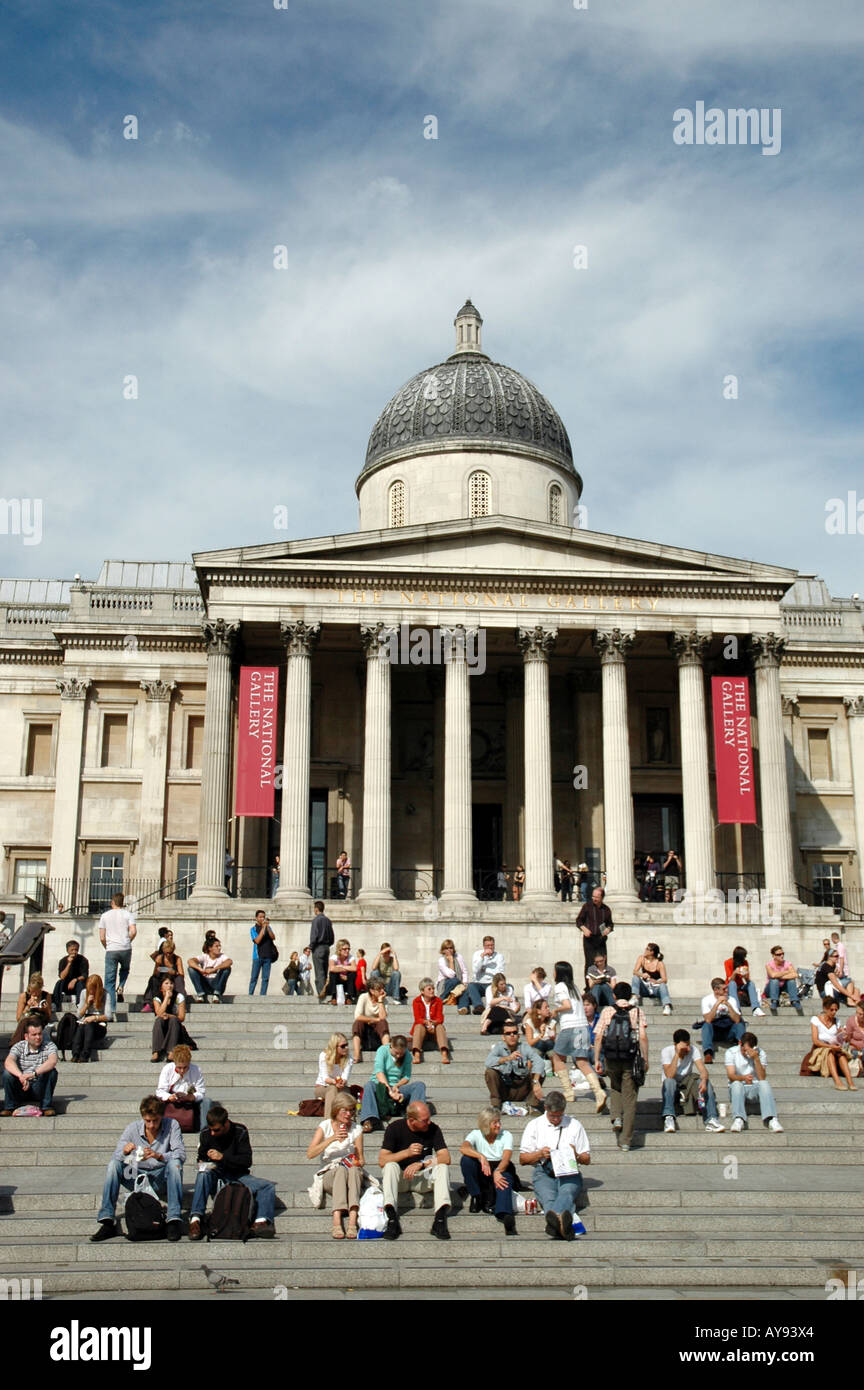 National Gallery at Trafalgar Square in London Stock Photo