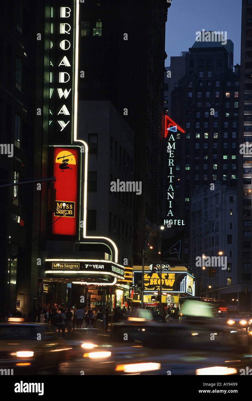 Night theater district hotel new york hi-res stock photography and