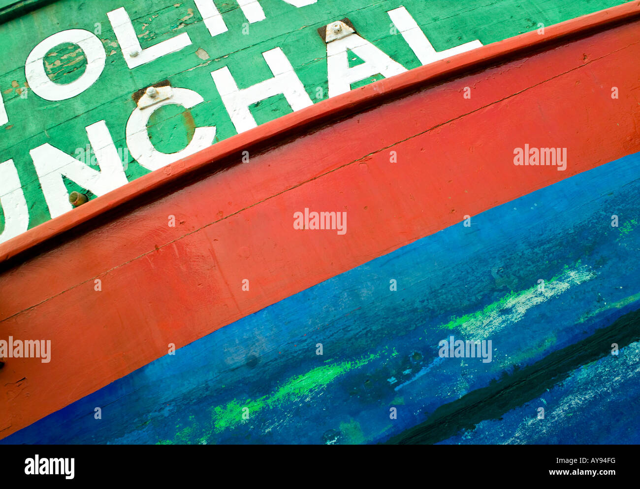 Colourful painted trawler,Funchal Stock Photo - Alamy