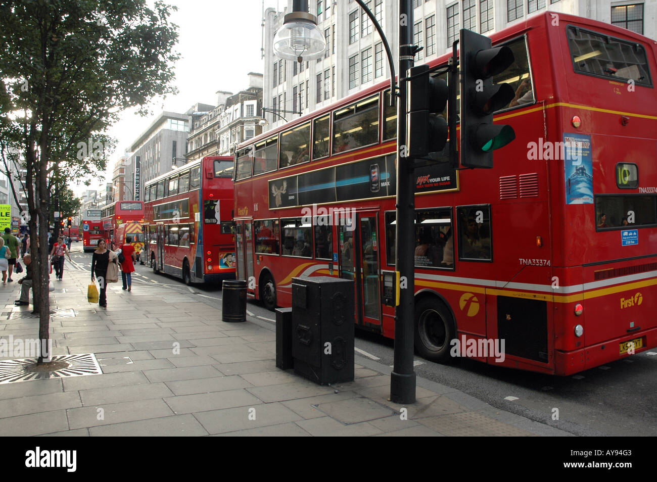 doubledecker bus at Oxford Street in London, UK Stock Photo