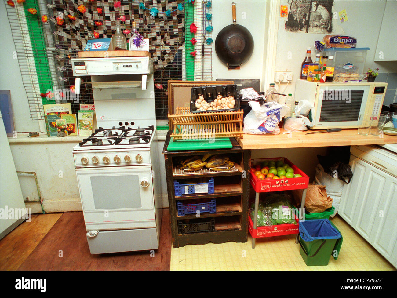 Kitchen at St Agnes Place squat in South London. Stock Photo