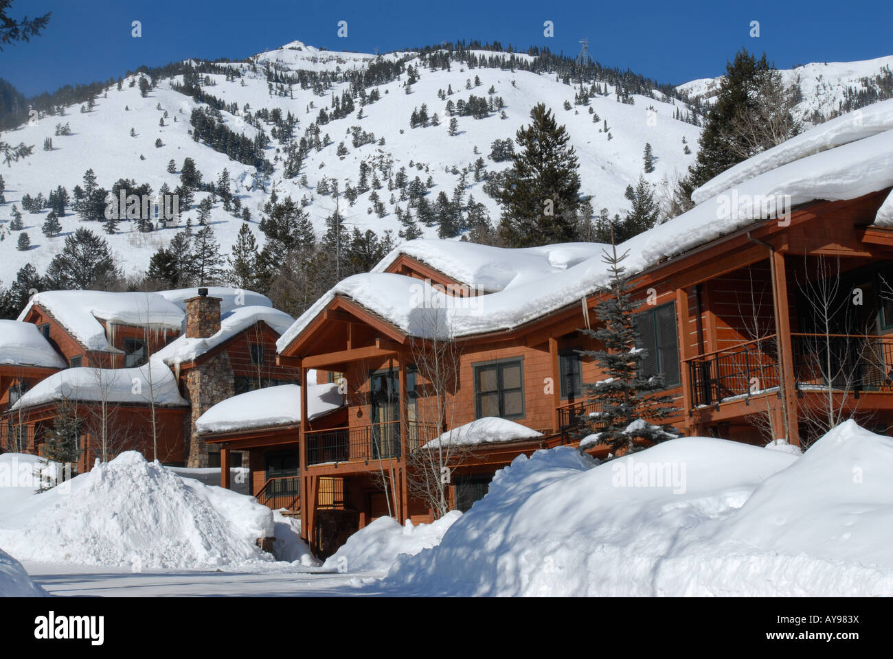 SET OF SKI RESIDENCES CHALETS, JACKSON HOLE WYOMING USA Stock Photo Alamy