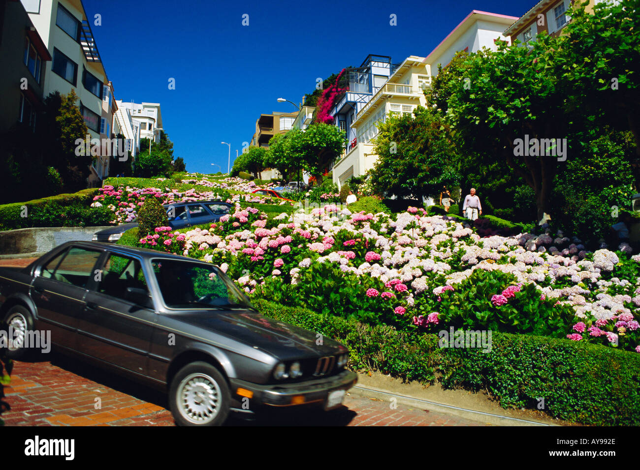 Lombard Street the crookedest street in the world San Franscisco Califonia USA Stock Photo